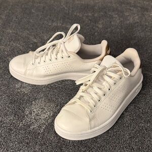 Adidas Advantage White Leather Sneakers with Copper Accent